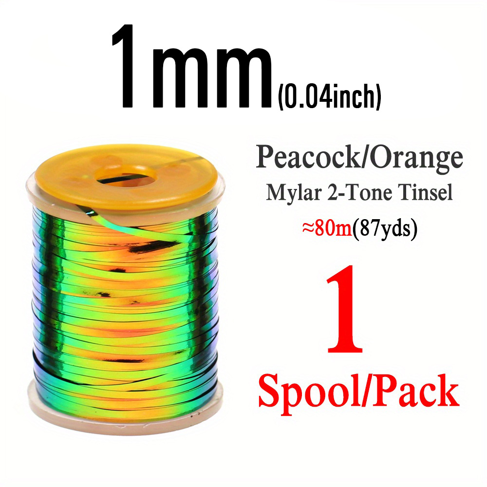 Two Tones Flat Tinsel Peacock/Orange Metallic Mylar For Nymphs Midges, Wet  Fly Body Fly Tying Materials