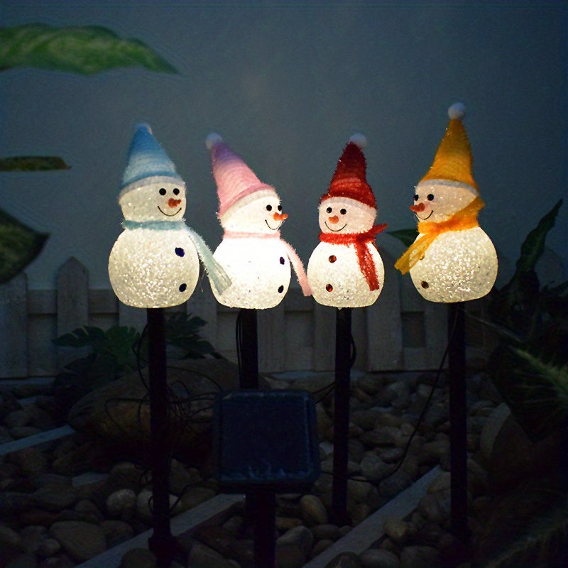 1 Set Solar Snowman Garden Stakes Lights Plug In Outdoor Solar Snowman Santa Lights Christmas