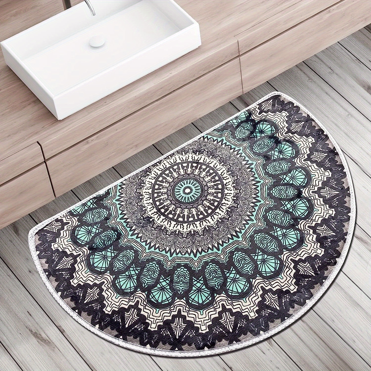 1pc Zerbino Rotondo Mezzo Boho Tappeto Bagno A Semicerchio - Temu Italy