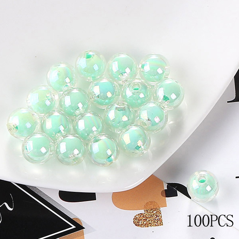 200pcs 8/10mm Acrylic Faceted Beads Medium Beads, Transparent Colorful  Round Loose Beads For DIY Bracelet Beaded Handmade DIY Jewelry Accessories