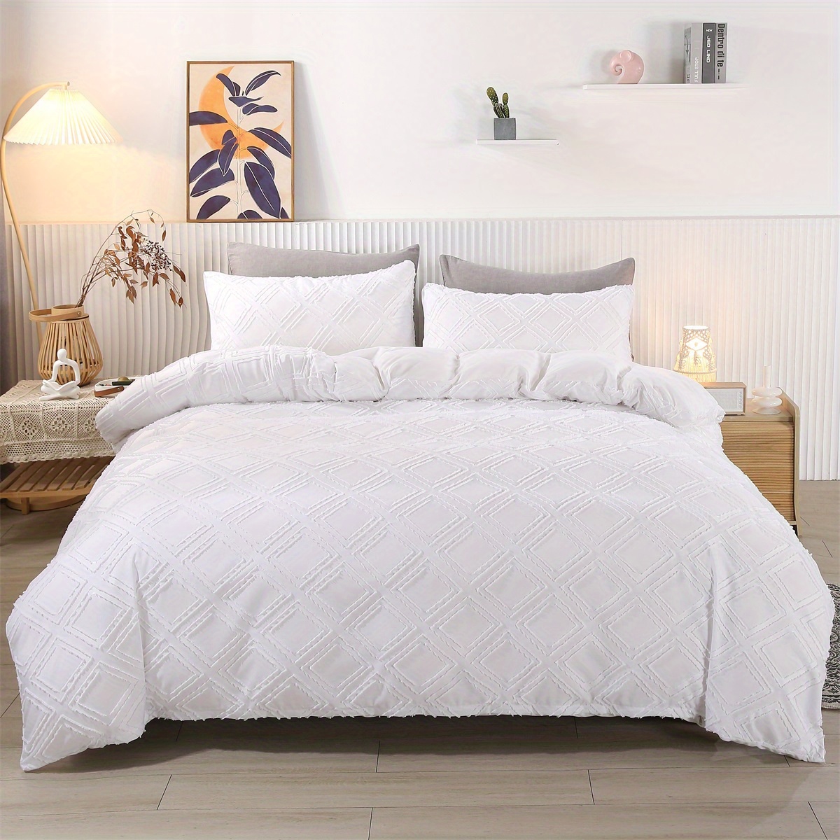 White Luxury Duvet Cover Soft Comfortable Solid Color Square Temu