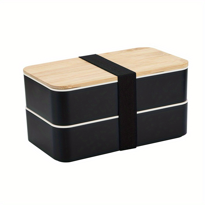 Bamboo Bento Box With Compartments And Utensils Stackable - Temu