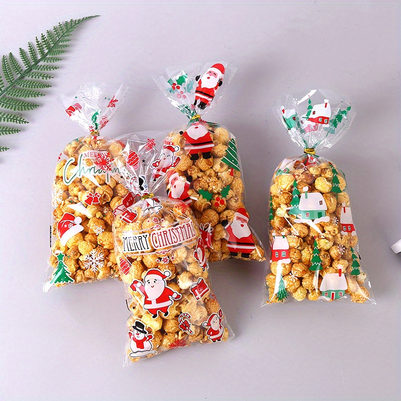 50pcs christmas candy bag baked food biscuit bag tie Temu