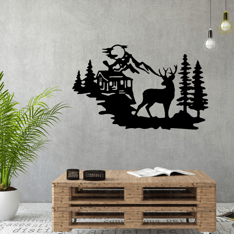 Deer Wall Art Black Metal Pendant Forest Deer Wall Decor Temu
