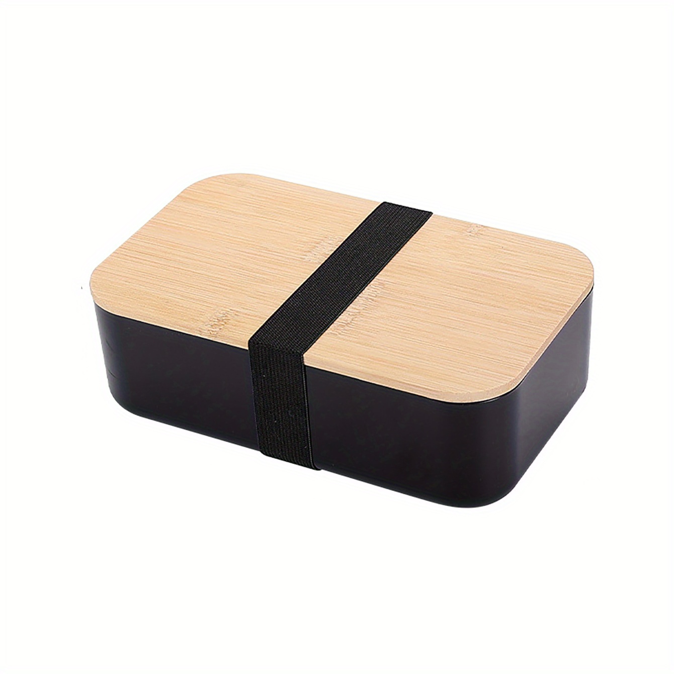 Japanese Bamboo Bento Box with Compartments and Utensils Stackable Lunch Box Includes Lunch Bag for Meal Prep Black