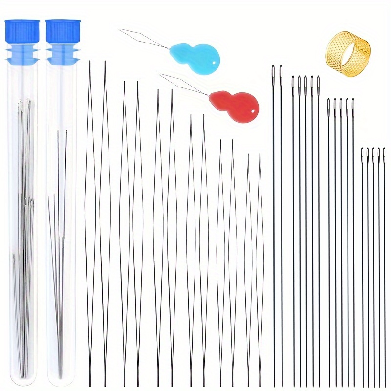 5PCS Big Eye Curved Beading Needles Stainless Steel Sewing Needles