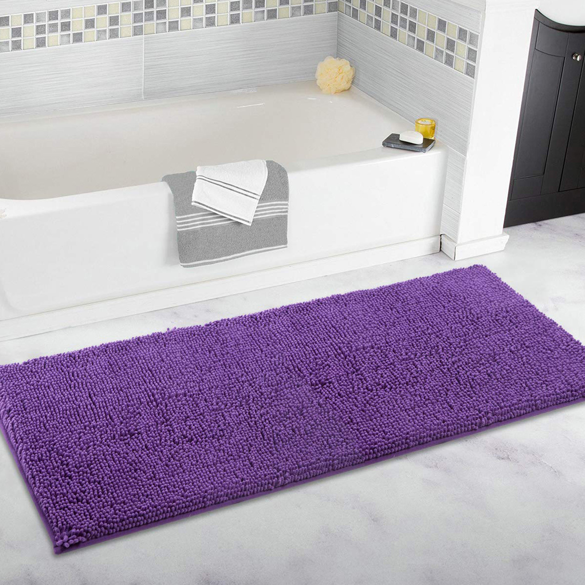 Pjtewawe carpet soft comfortable bathroom rug bath mat modern anti slip  microfiber fluffy waterproof bath mat