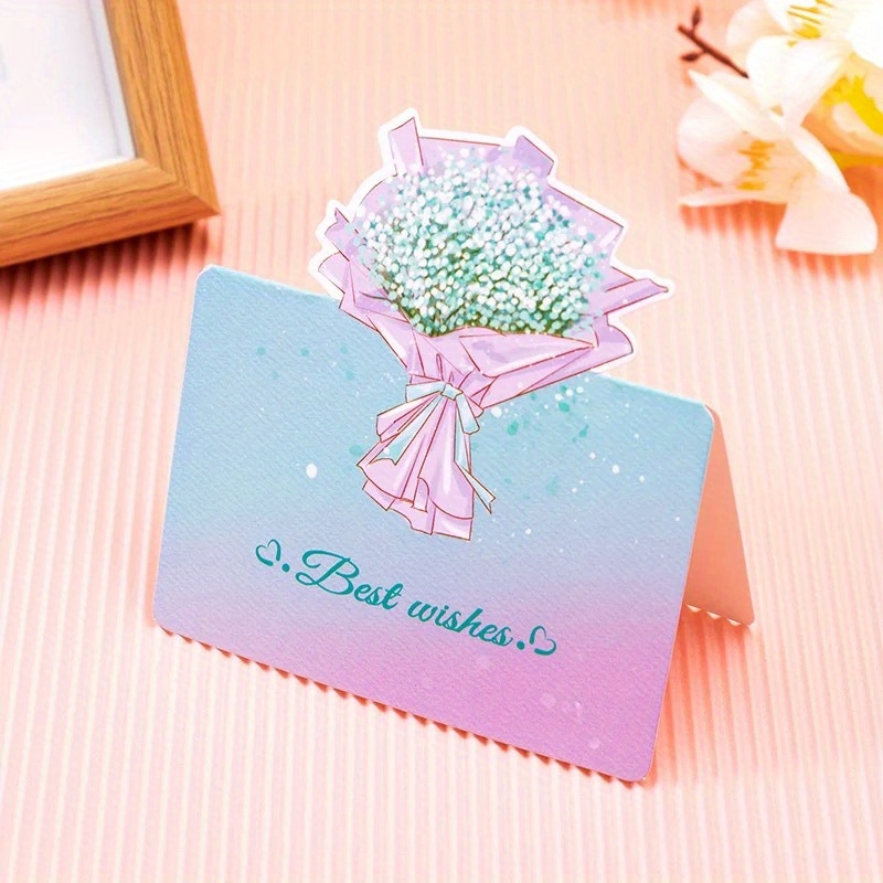 Greeting Cards Small Cards Flowers White Cards Three Eight - Temu