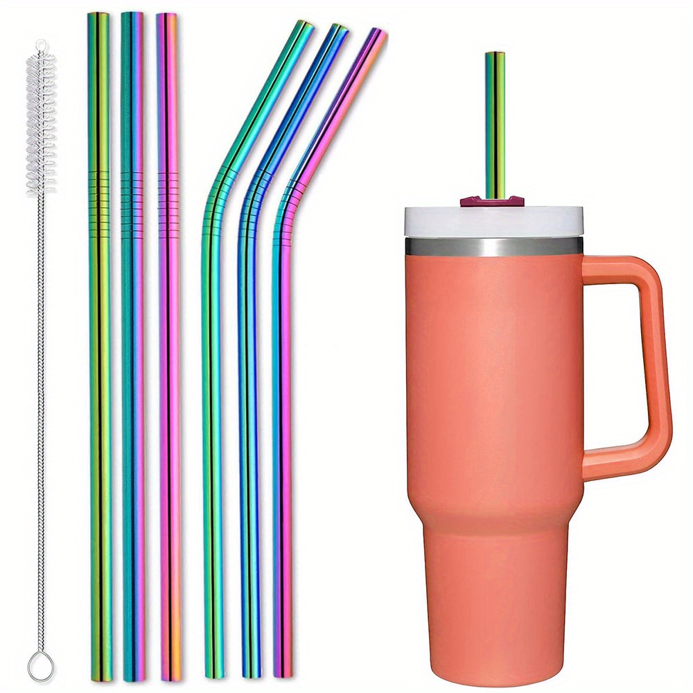 8 Piece 5/16 inch (8mm) Wide Stainless Steel Straws for 40 oz Tumbler with  Handle, 12 Inch Long Reusable Metal Drinking Straws, Replacement Straws