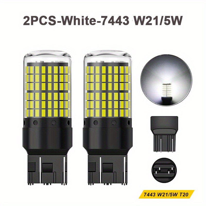 2Pcs T20 W21W W21/5W LED 7440 7443 SRCK LED Bulb Auto Lights Bulbs Car Turn  Signal Lamp Backup Reverse Light White Yellow Red