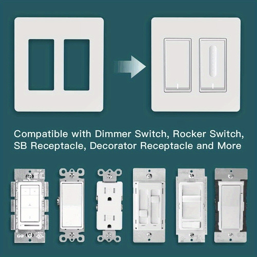 4 Copri Interruttori Decorativi Bianchi, Piastra Da Parete Senza Viti,  Dimensioni Medie 1 Banda 12,29 Cm X 7,9 Cm, Coperchi Prese Copri  Interruttori