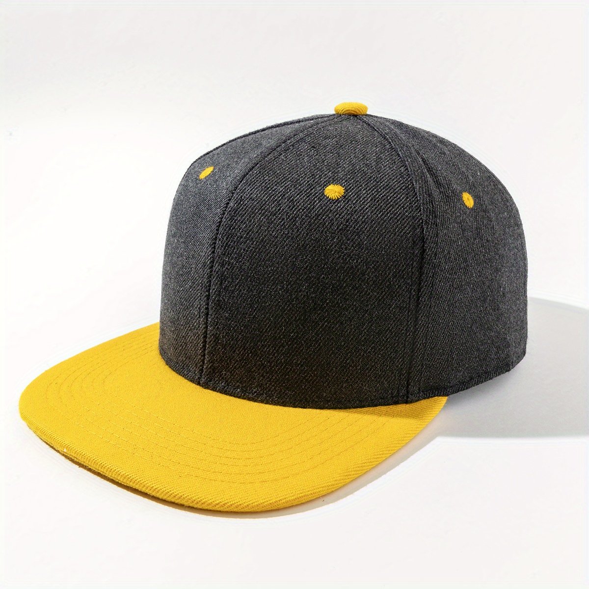 TEQUAN Flat Brim Hat Snapback Hats, Yellow Flash Pattern Adjustable Men  Baseball Cap (Black)