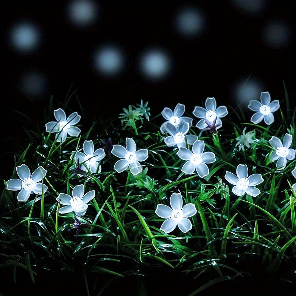 Image of Solar-powered 8-mode Cherry String Lights, Perfect For Decorating Gardens, Weddings, And Festivals, In 1 Strand, 5 Meters With 20 Lights Or 6.5 Meters With 30 Lights