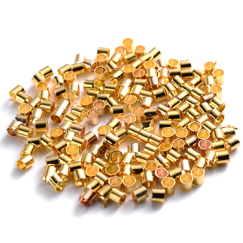 Golden Silver Copper Tube Crimp End Beads Stopper Spacer - Temu