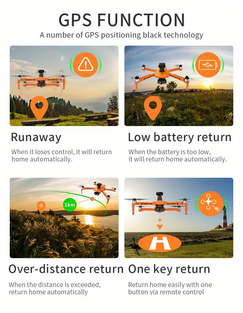 kf102 orange grey upgraded obstacle avoidance gps remote control drone with hd dual camera 1 battery 32g memory card 2 axis self stabilizing electronic anti shake gimbal brushless motor wifi fpv details 15