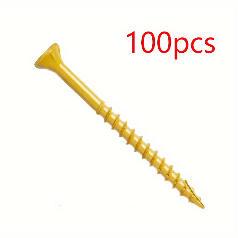 100/150pcs Wood Screws Exterior Deck Screws With Yellow Ceramic Coating,  Outdoor Rust Resistant Self Taping Screws