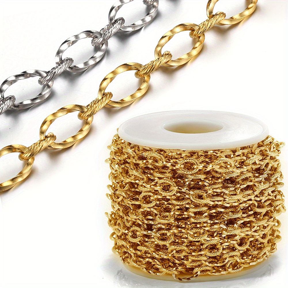 1meter Golden Stainless Steel Chain Rolo Cable Link Chains - Temu