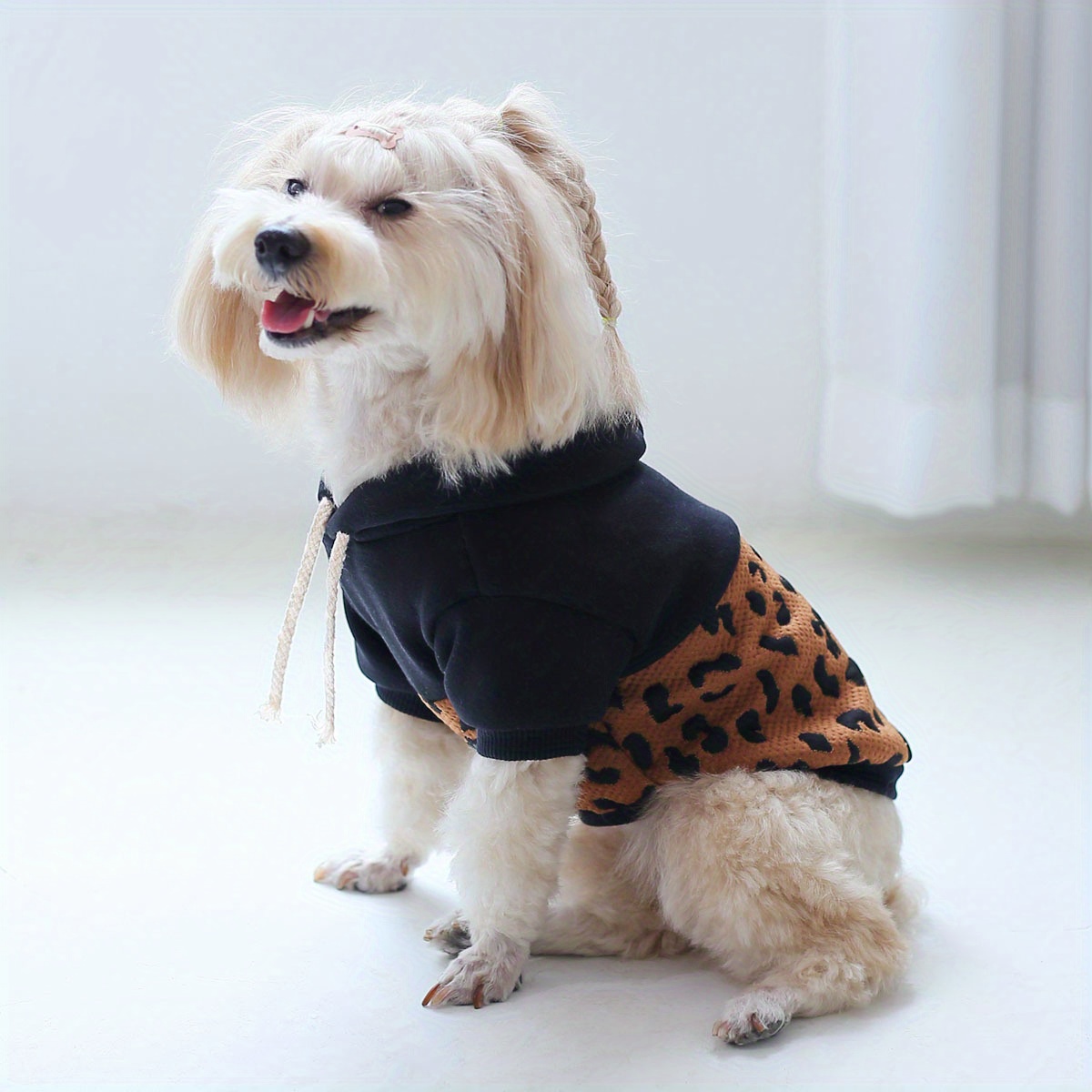 Cat Clothes Leopard Print Dog Clothes 1pc Leopard Print Pet Hoodie