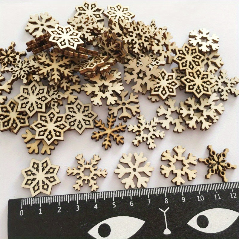 50pcs Assorted Pattern Wooden Pieces Christmas Snowflake Cutouts Craft  Embellishments DIY Decorative Accessories Manual - AliExpress