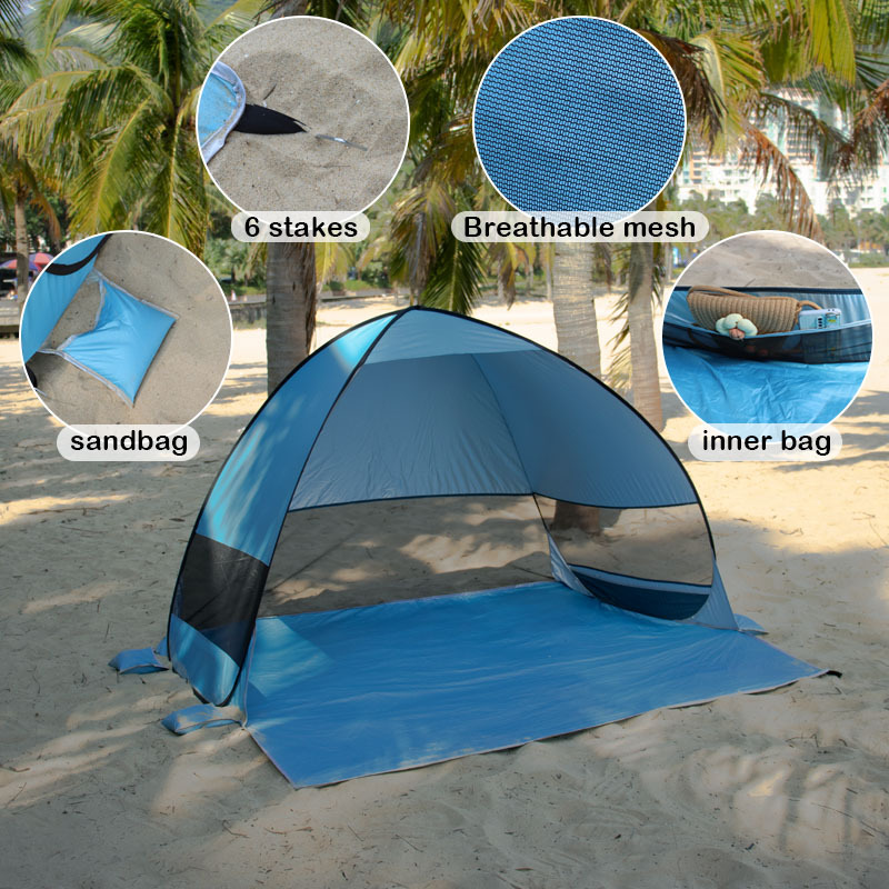 Tenda Da Spiaggia Parasole 2-3 Persone UV 80+ Portatile Istantanea da  Outdoor 7445029588543 