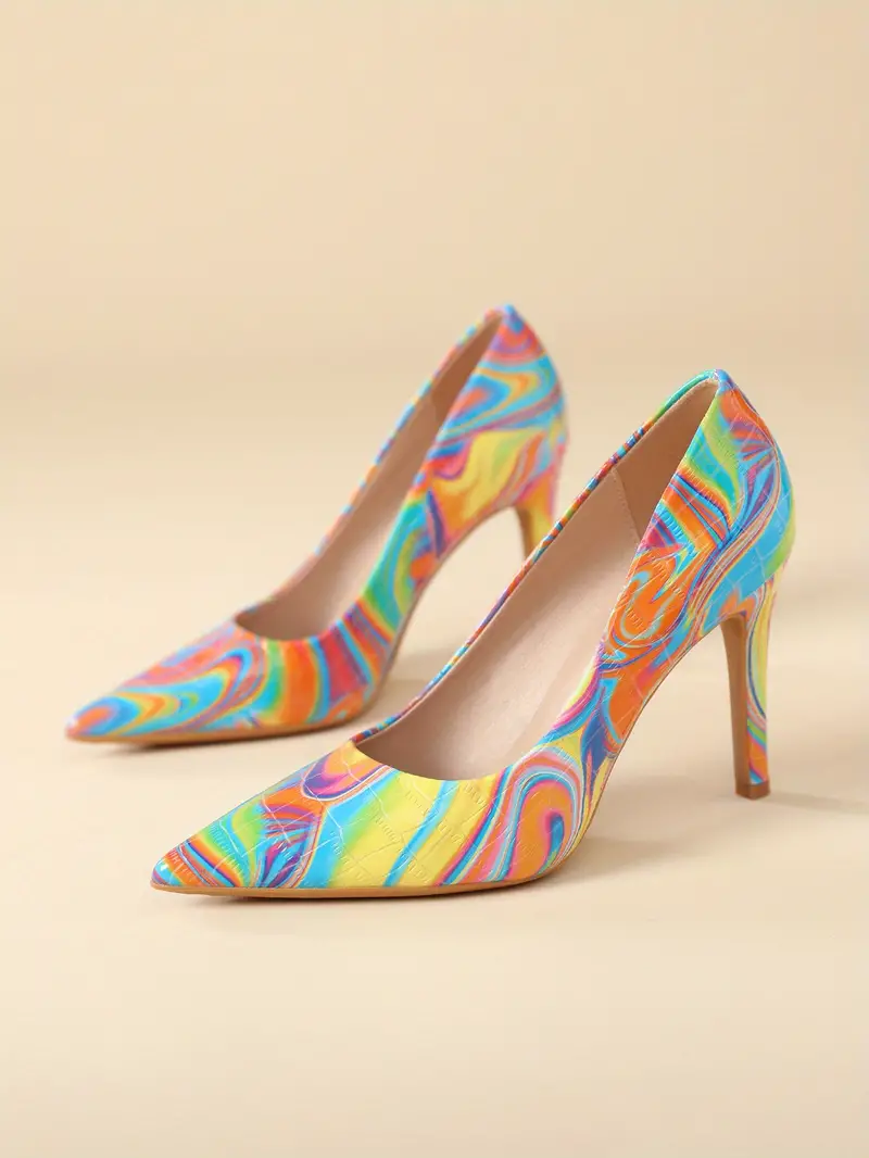 Women's Fluid Color High Heels, Fashion Pointed Toe Slip On Stilettos ...