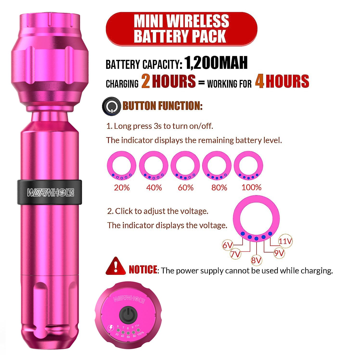 Wireless Tattoo Machine Set Cartridge Needles Color Inks Inks Cups