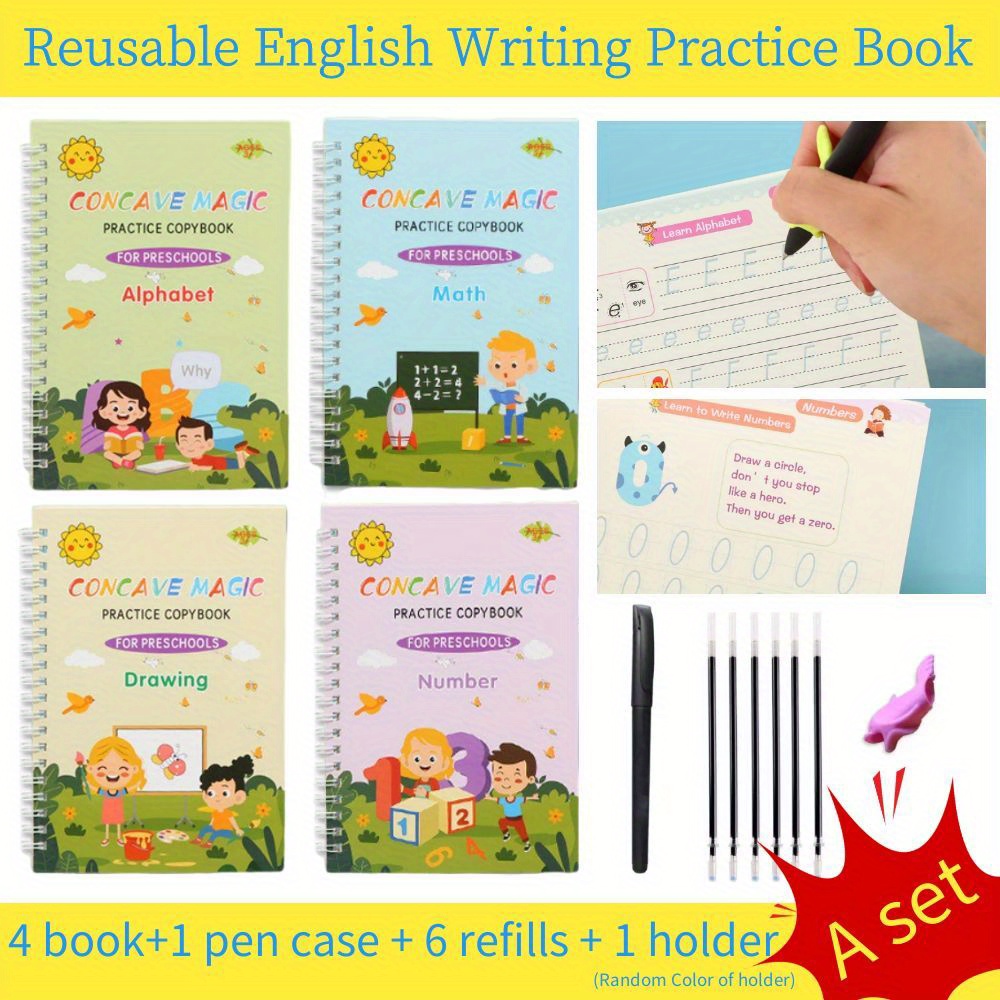 Montessori Writing Practice Book for Kids Learn Letters Numbers Calligraphy  with Groove Magic Exercises Ideal Handwriting Skills - AliExpress