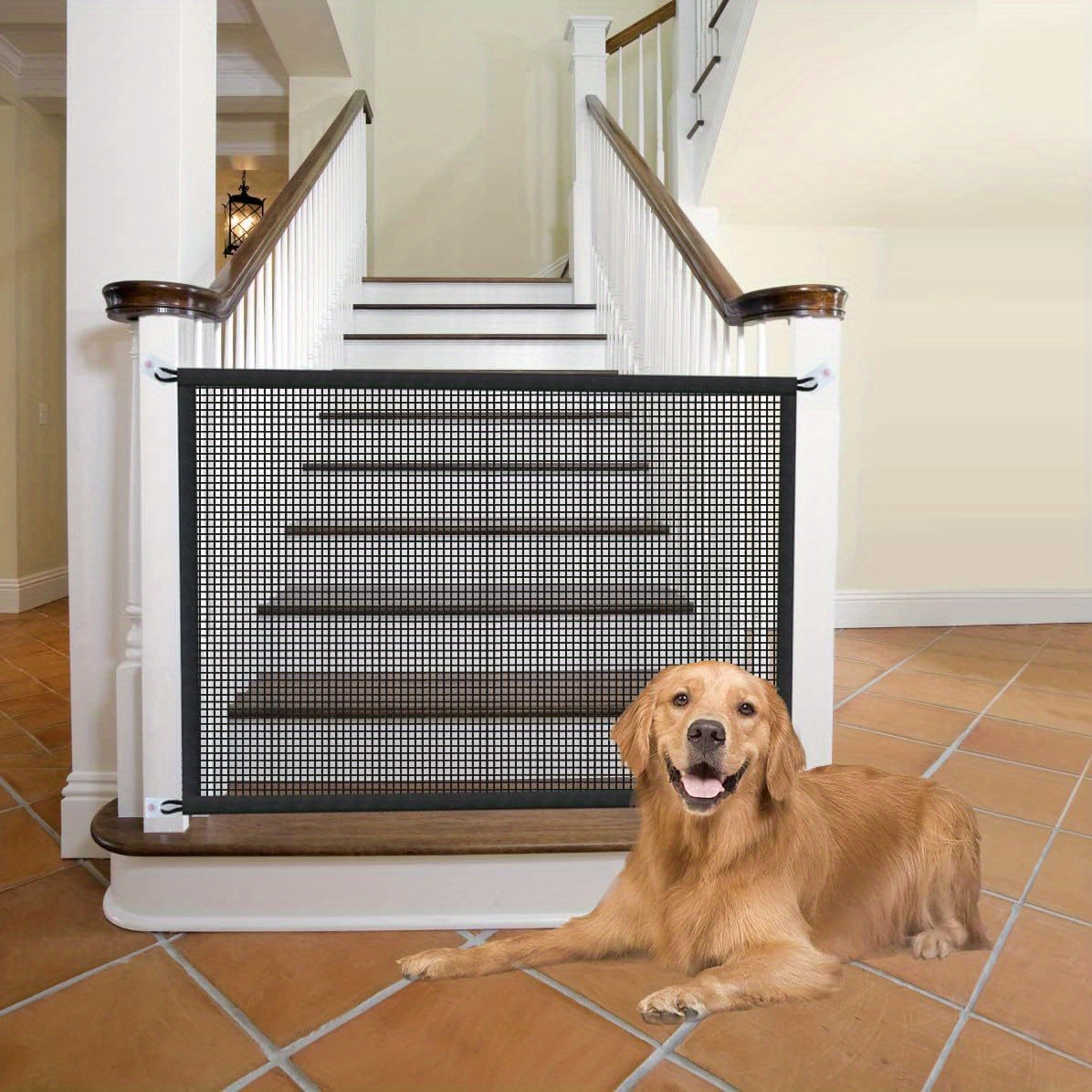 Puerta plegable independiente para perros para casa, puerta de madera extra  ancha blanca para cachorros, escaleras para perros, puertas para mascotas