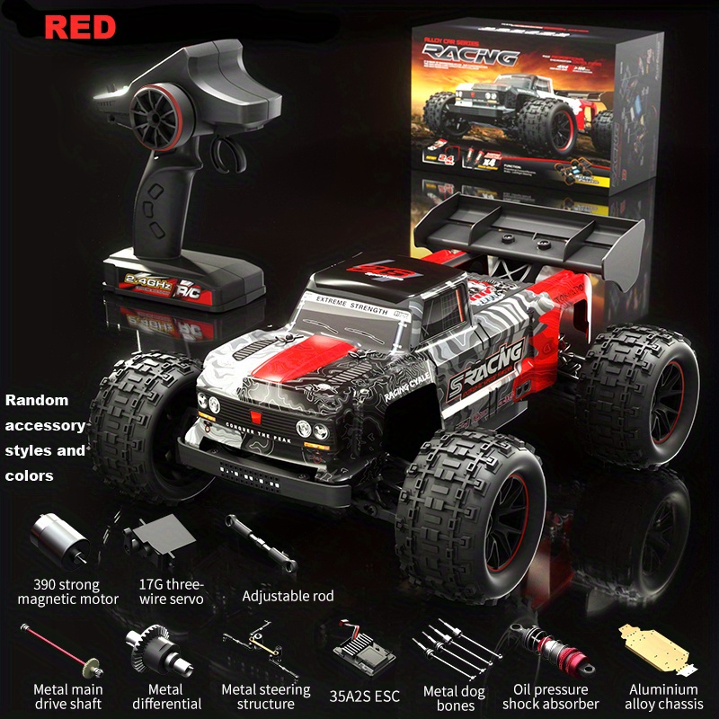 Carro De Brinquedo Com Controle Remoto 2.4G, RC Com Tração Nas Quatro Rodas  ATV 1:18 Modelo De Corrida De Carro Off-road Corrida Profissional De Metal  Dianteiro E Traseiro Código De Metal Eixo