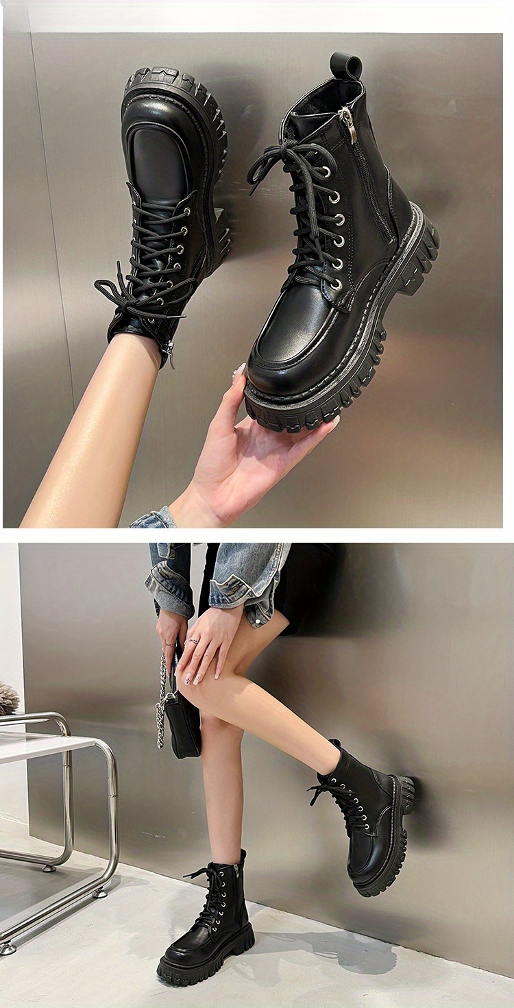 Ankle Boots Fashion Lady Lace Up Shoe Soft Leather Platform Shoe