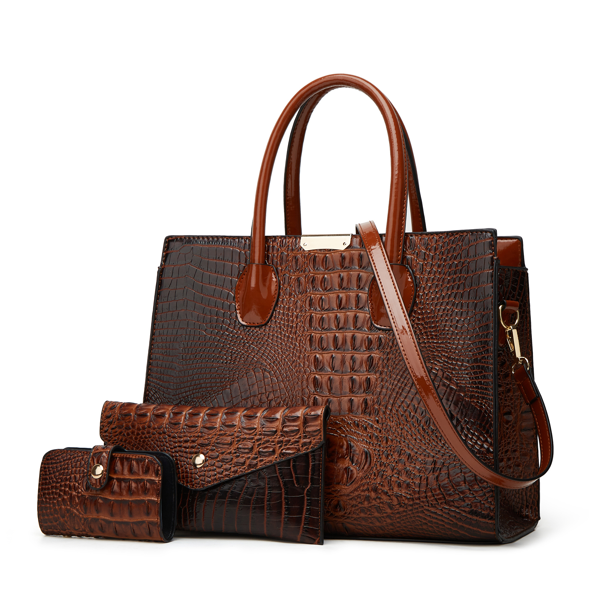 Crocodile Pattern Tote Bag Set, Large Capacity Shoulder Bag