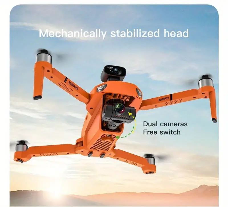 kf102 orange grey upgraded obstacle avoidance gps remote control drone with hd dual camera 1 battery 32g memory card 2 axis self stabilizing electronic anti shake gimbal brushless motor wifi fpv details 6
