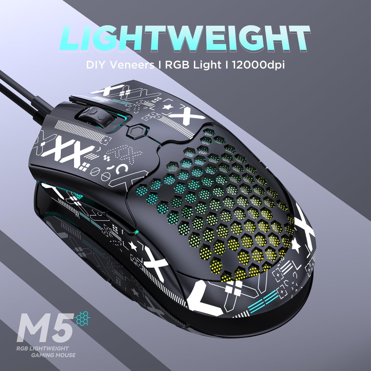 Rgb Honeycomb Lightweight Gaming Mouse 6 Programmable - Temu