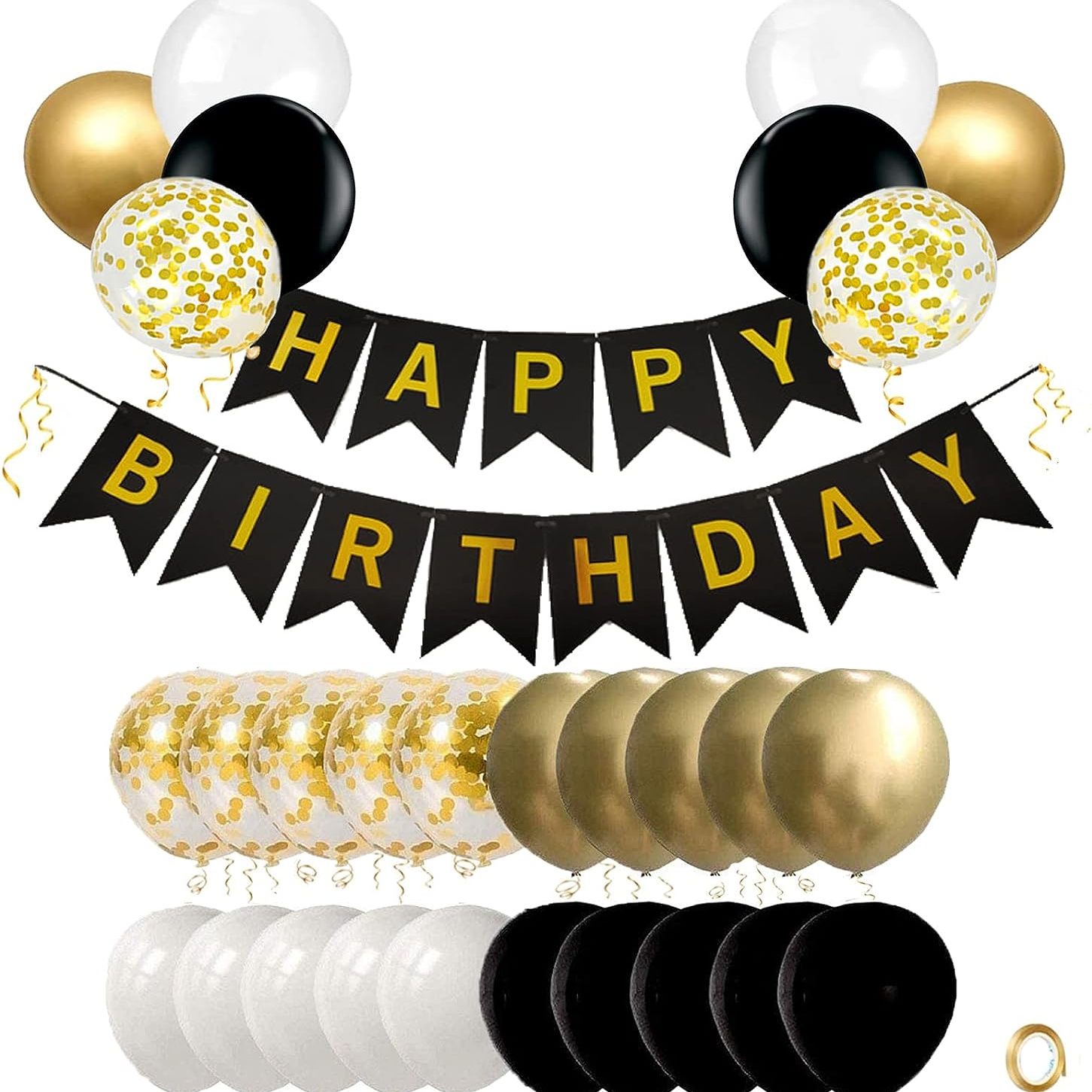 13 Piezas Conjunto Globos Cumpleaños Dorados Negros Conjunto - Temu