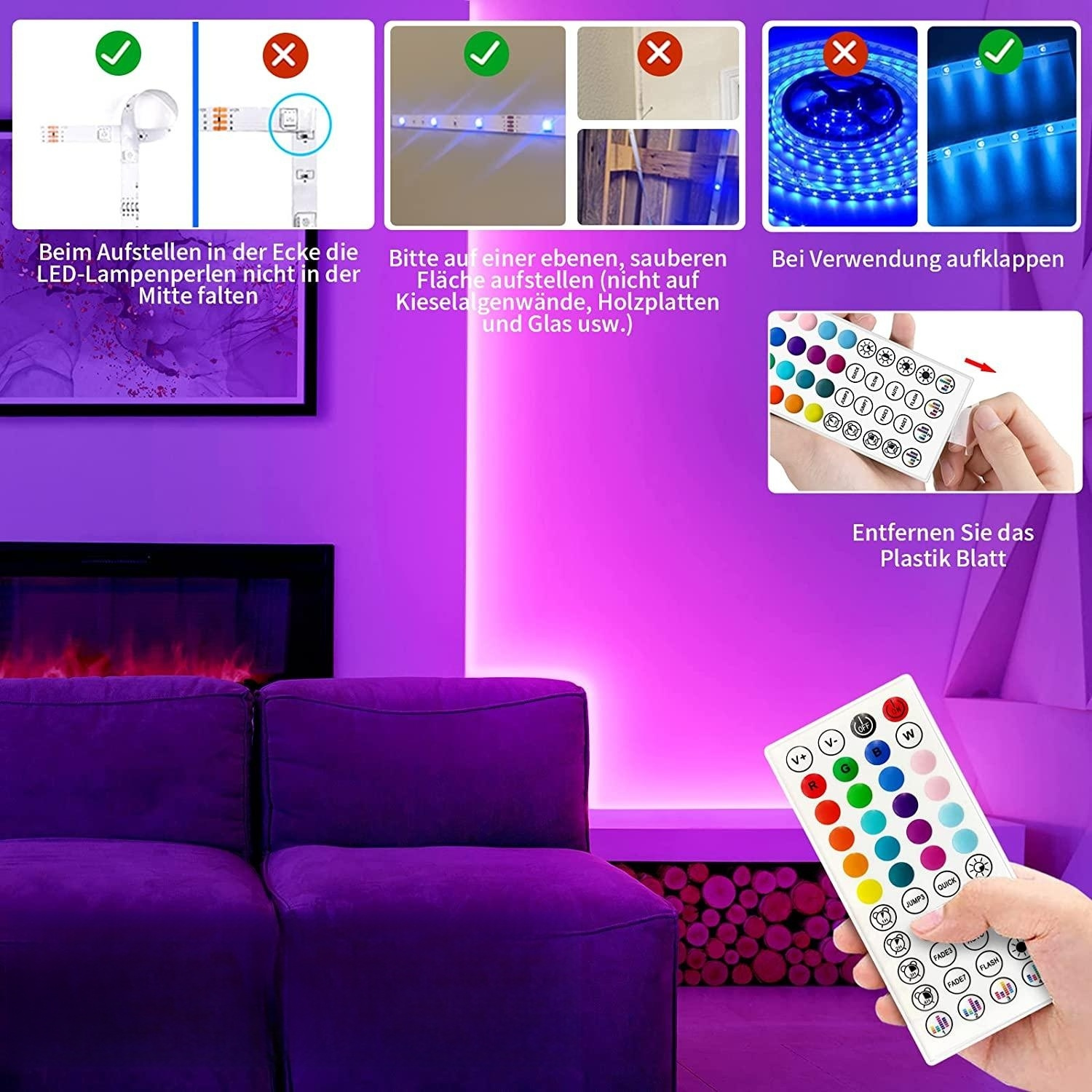 1pc led light strip 44 key music remote control with music controller suitable for 4 pin led light strip plug and play details 2