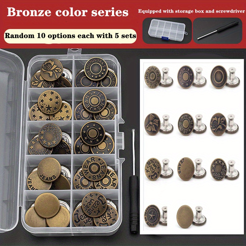 Jeans Buttons Replacement No Sewing Metal Button Repair Kit - Temu