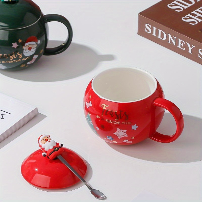  Taza, 2 tazas de Navidad para la oficina, taza de café de  cerámica, decoración de cerámica, taza de café de Papá Noel, lindas tazas  de Navidad, taza de agua de mano