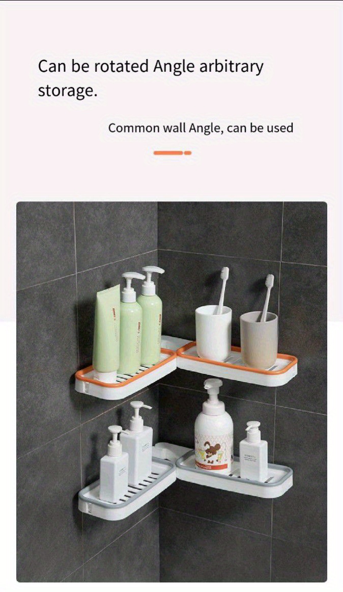 Foldable Rotate Bathroom Shelves Wall Mounted Shampoo Holder Corner  Bathroom Organizer Multi-function Shower Organizer