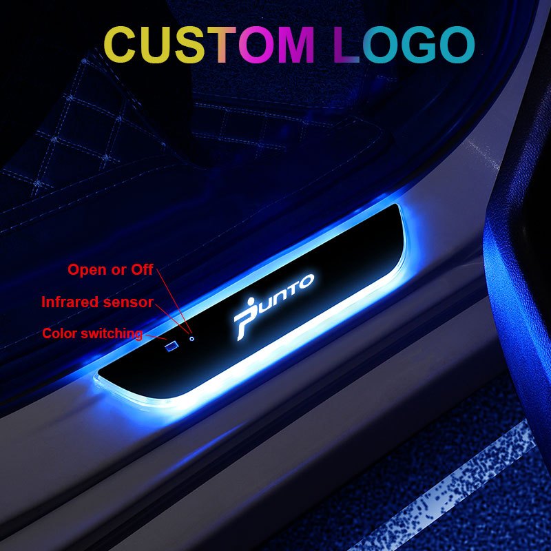 Kunden spezifisches Logo 2pcs hintere Tür Autotür beleuchtet Schweller  Licht Projektor Lampe Power LED Pedal Auto Scuff Plate Pedal für P-ORSCHE