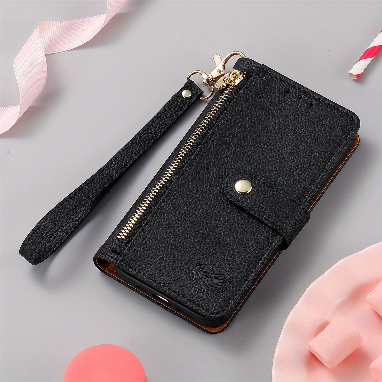 Stylish Zipper Wallet Folio Case With Wrist Strap For Galaxy S Series &  Note20 Ultra - Temu