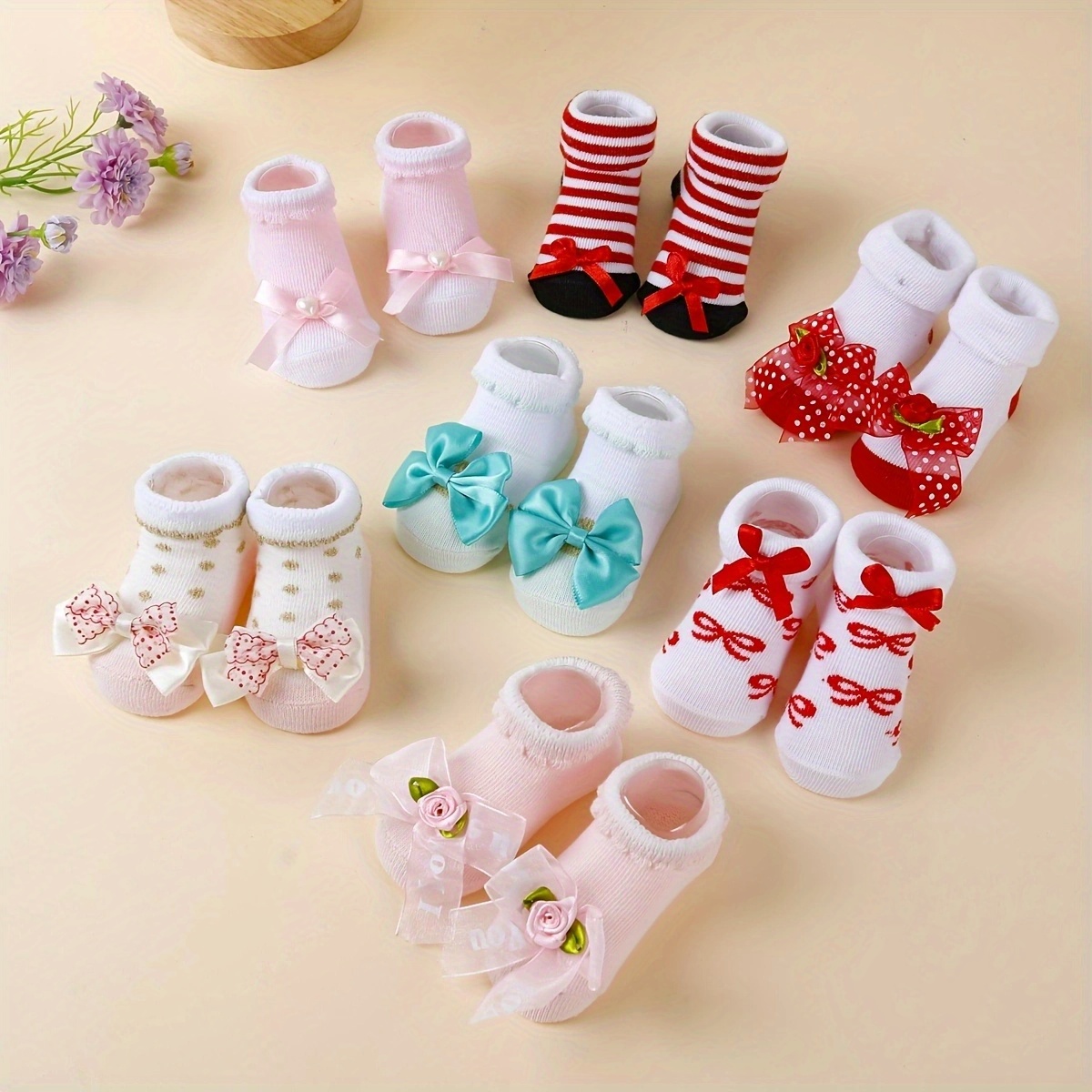  Calcetines antideslizantes para bebé y niña, con lazo,  antideslizantes, de algodón, para el suelo, para recién nacidos, 3 pares de  colores surtidos, 12-24 meses : Ropa, Zapatos y Joyería