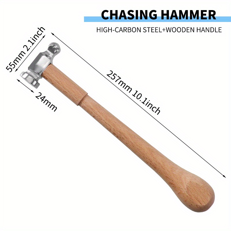 10 Chasing Hammer Two-Sided Ball Peen Hammer Carbon Steel Chrome Plated  Head Jewelry Hammer With Comfortable Wood Handle For Jewelry Craft Making