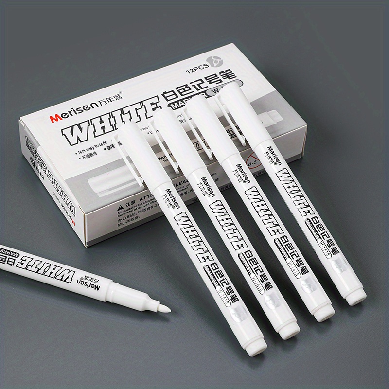  TEHAUX 10pcs White Marker Pen Making Pen Black Paper