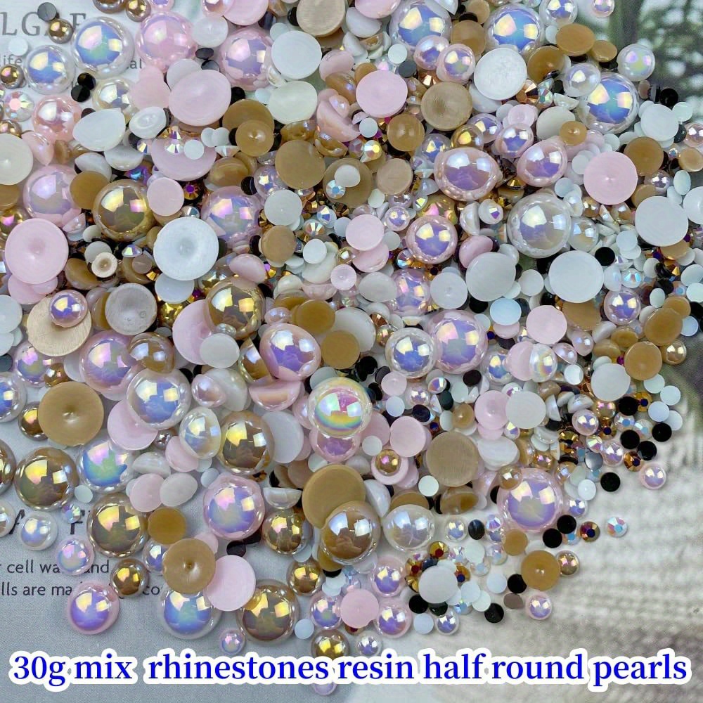 Shades of Purple Pearl Mix, Flatback Pearls and Rhinestone Mix