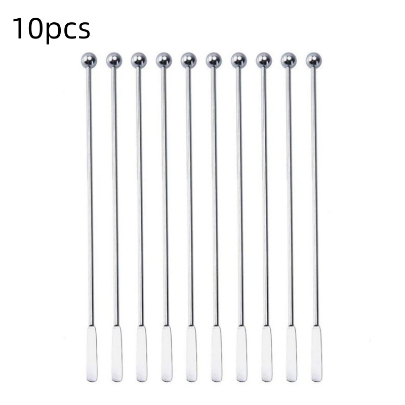 5pcs Coffee Beverage Stirrers, Stainless Steel Cocktail Drink  Swizzle Stick Reusable Metal Stir Sticks with Small Rectangular Paddles  Cocktail Tools: Swizzle Sticks