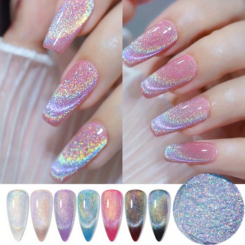 Crystal Diamond Nail Powder Holographic Nail Glitter Dust Sparkling  Reflection Dazzling Laser Silver Mirror Effect Manicure Shiny Pigment Nail  Art