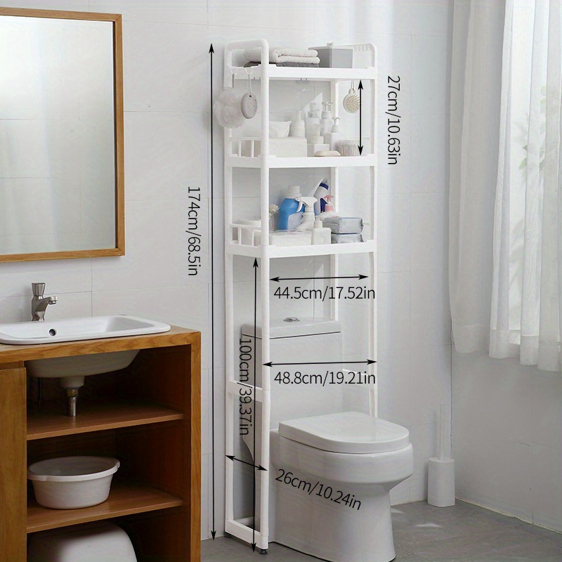 1pc Over The Toilet Storage Rack, White Bathroom Organizer Shelves
