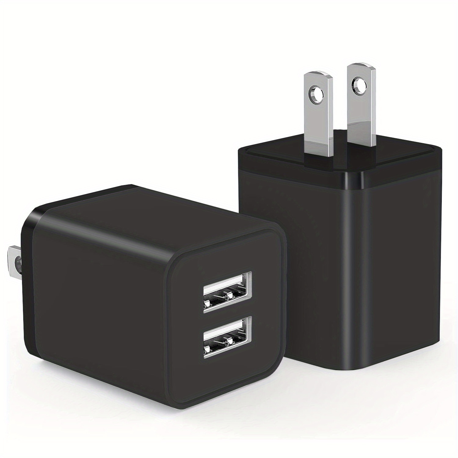 Cubo de cargador de pared, enchufe USB de 1A/5 V, paquete de 3 unidades de  adaptador de bloque de carga negro de viaje, compatible con teléfono