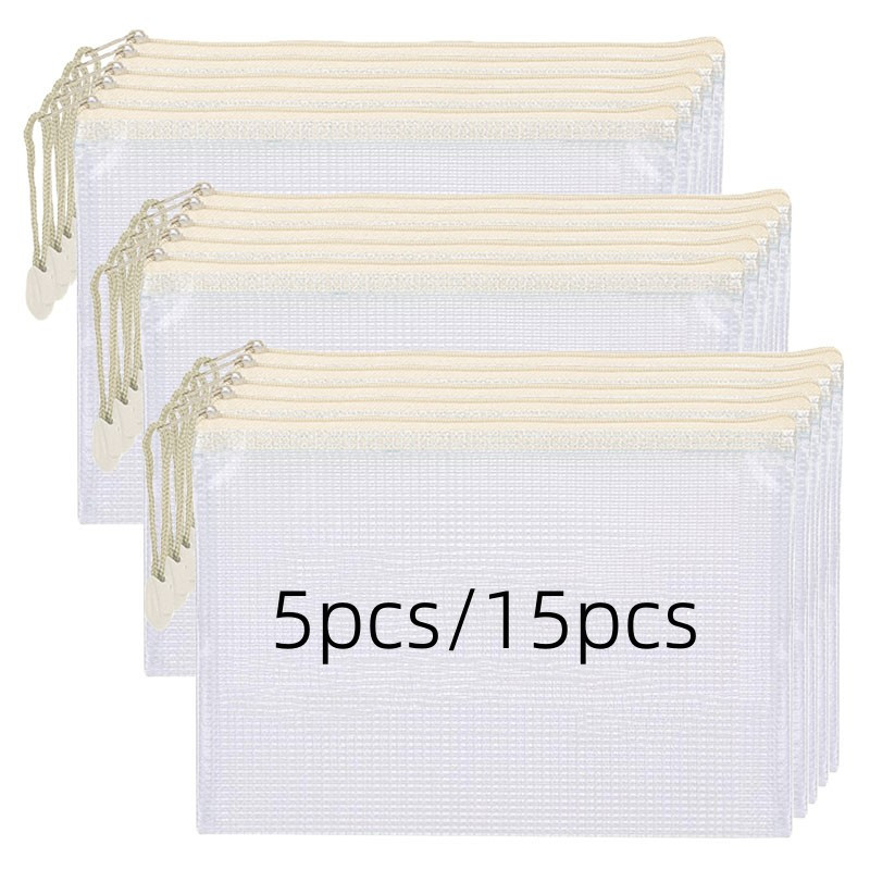 Macaron Color Beige Mesh Zipper Bag School Durable Bags Temu New Zealand