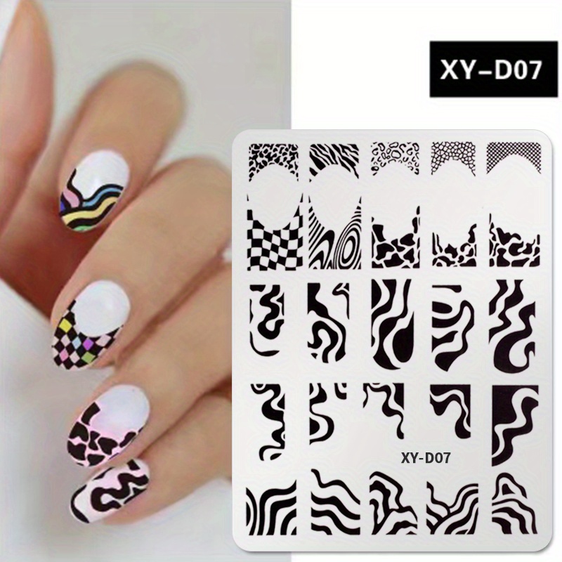  French Tip Nail Stamp Plates Zebra Leopard Pattern